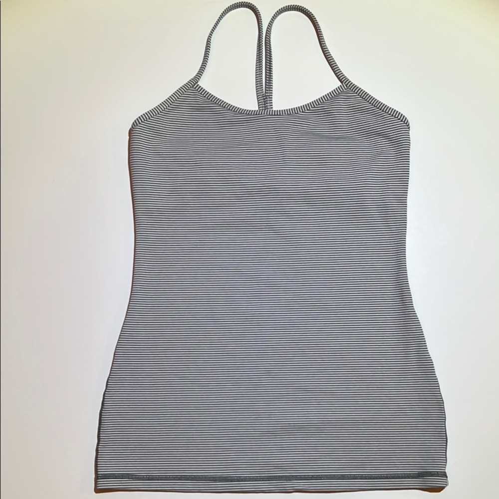 Lululemon Striped Grey and White Women's Tank Top